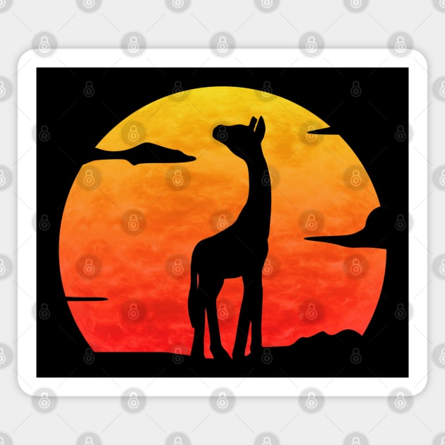 Giraffe At Sunset Sticker by Nerd_art